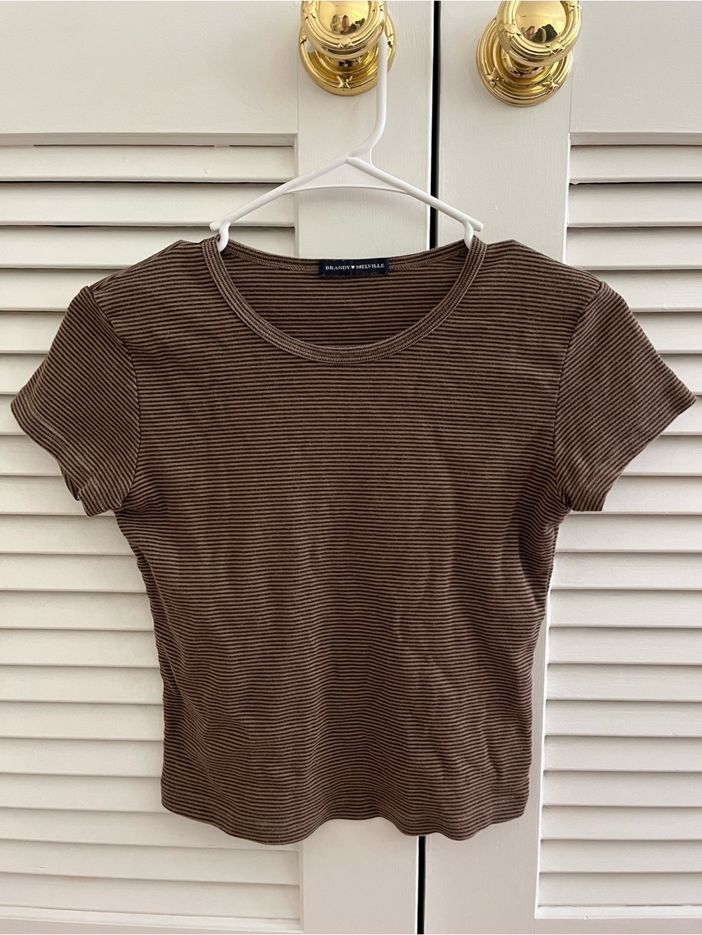 BRANDY MELVILLE Brown Striped baby tee